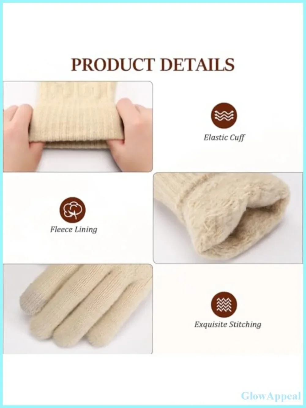 4 Pairs Winter Knit Gloves Women Touchscreen Warm Thermal Lined